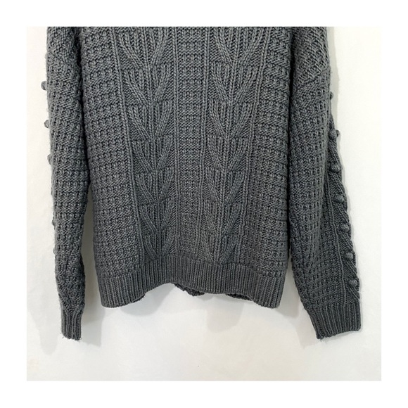 Rylee & Cru Chunky Bobble Knit Button Down Cardigan Sweater in Grey - Picture 7 of 10